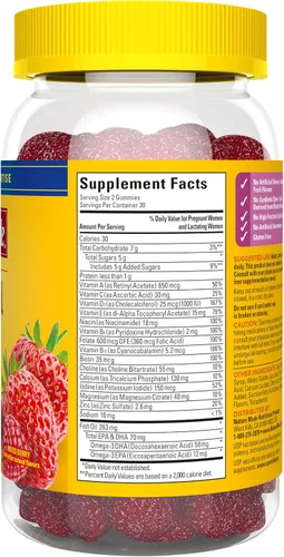 Miniatura 10 de Nature Made Gomitas prenatales con DHA y ácido fólico, suplemento vitamínico y mineral prenatal para apoyo nutricional diario, 60 gomitas