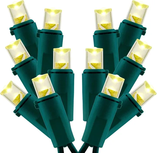 Miniatura 10 de Juego de 2 luces LED verdes de gran angular para Navidad, juego de 2 juegos de 100 luces LED de 0.197 in