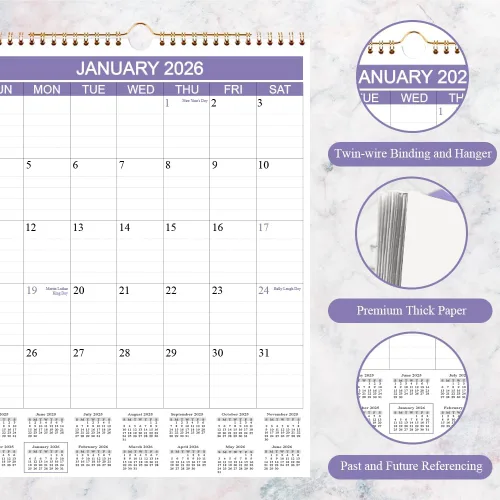 Miniatura 2 de Calendario 2026 – Calendario de pared 2026 de abril de 2026 a diciembre de 2026, calendario 2026 con papel grueso para planificación y organización
