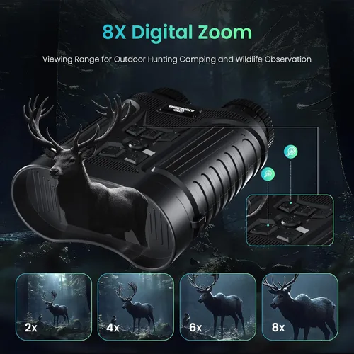 Miniatura 2 de Gafas de visión nocturna, prismáticos de visión nocturna 4K para adultos, pantalla HD de 3 pulgadas y linterna externa con zoom digital de 8X, rango