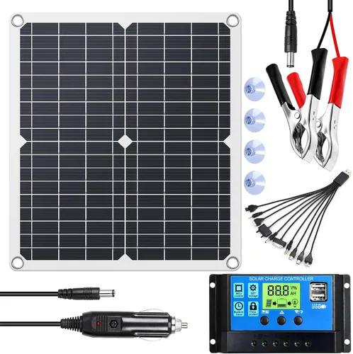 Miniatura 13 de KEPEAK Panel solar portátil de 100 W, panel solar plegable con QC3.0 y PD, cargador solar impermeable de alta eficiencia para casas rodantes, Panel