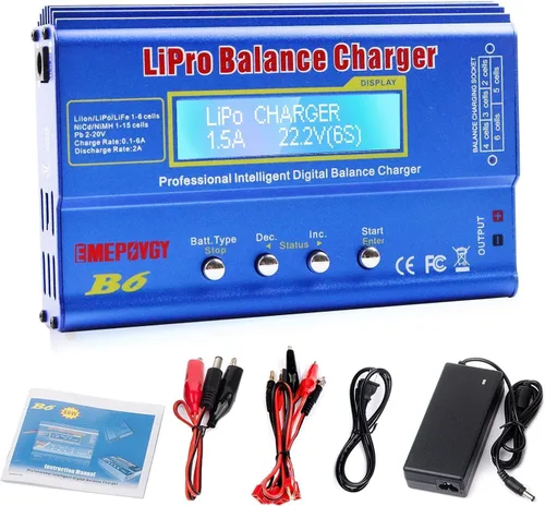 Cargador de equilibrio de batería B6 Lipo 80W descargador para NiMH/NiCd (1-15S) LiPo/Li-ion/Life Battery (1-6S) RC Hobby Baterías Cargador de