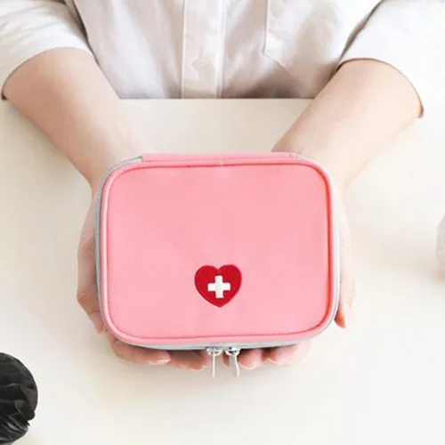 Mini kit de primeros auxilios al aire libre rosa bolsa de viaje portátil organizador de medicina kit de emergencia kits de primeros auxilios