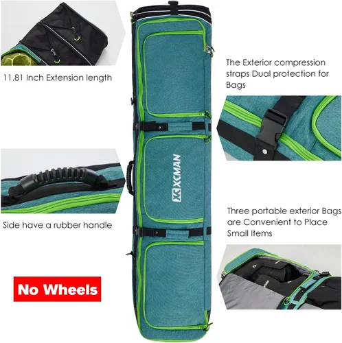 Miniatura 3 de XCMAN Bolsa acolchada de snowboard de longitud ajustable de 63 a 75 pulgadas, bolsa acolchada para viajes aéreos