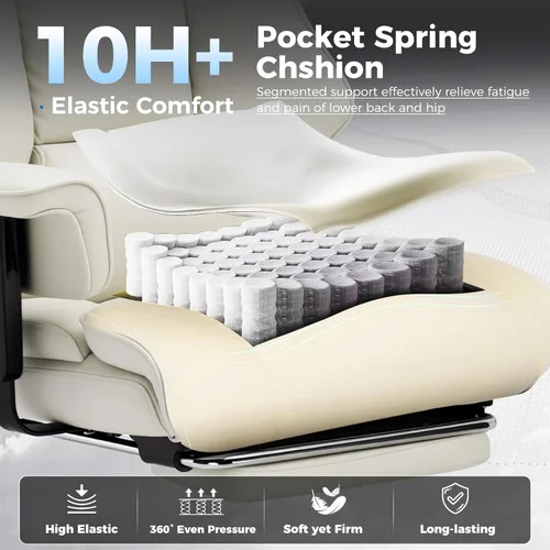 Miniatura 3 de GTPLAYER Silla de juegos grande y alta de 400 libras, silla de oficina resistente con reposapiés y cojín ergonómico de resorte de bolsillo, soporte