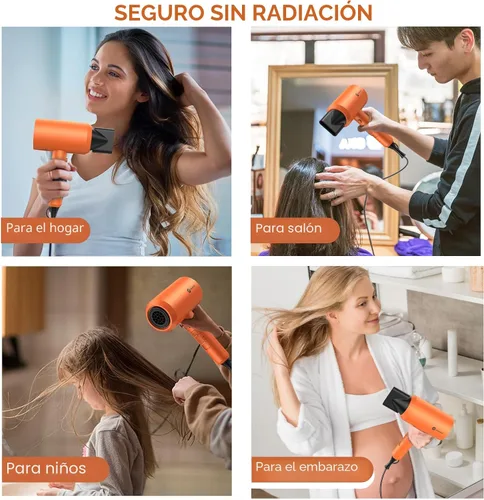 Miniatura 7 de Slopehill Secador de pelo iónico profesional, potente secadora de bajo ruido de secado rápido de 1800 W con 2 boquillas concentradoras, 1 accesorios