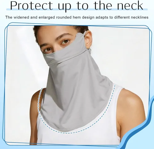 Miniatura 5 de 4 máscaras faciales de protección solar UV con cobertura para el cuello, bufanda, bufanda UPF50+, protector facial transpirable y refrescante