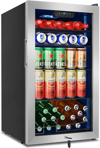 Miniatura 29 de FoMup - Refrigerador bajo encimera de acero inoxidable con 3 cajones, refrigerador de bebidas para exterior con ruedas, diseño impermeable y control