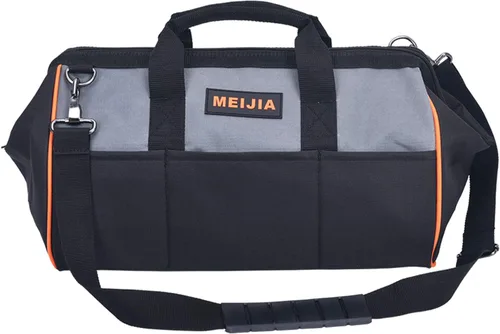 Miniatura 3 de MEIJIA Bolsa de herramientas portátil de boca ancha abierta con múltiples compartimentos, resistente con parte inferior de tablero de polietileno
