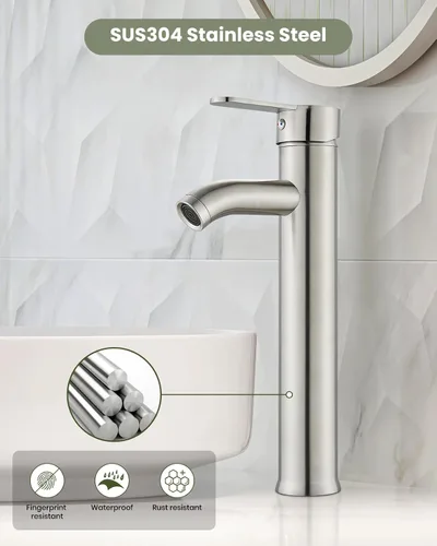 Miniatura 2 de gotonovo Grifo de lavabo Vessel Moderno Grifo de baño alto de una sola manija con un agujero de acero inoxidable para lavabo de baño en RV Mezclador