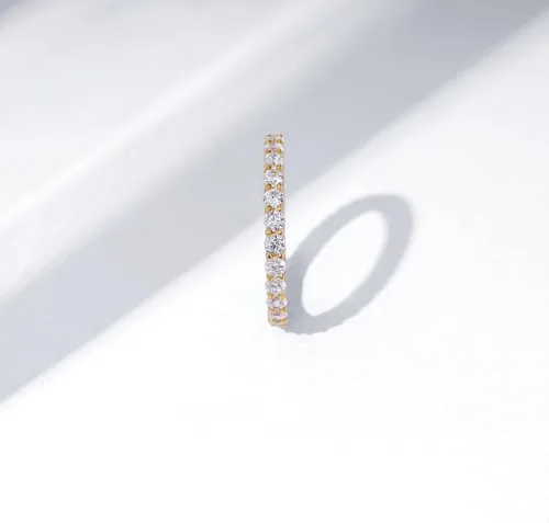 Miniatura 7 de Tienda Collection Platinum or Gold Plated Sterling Silver All-Around Band Ring set with Round Infinite Elements Cubic Zirconia