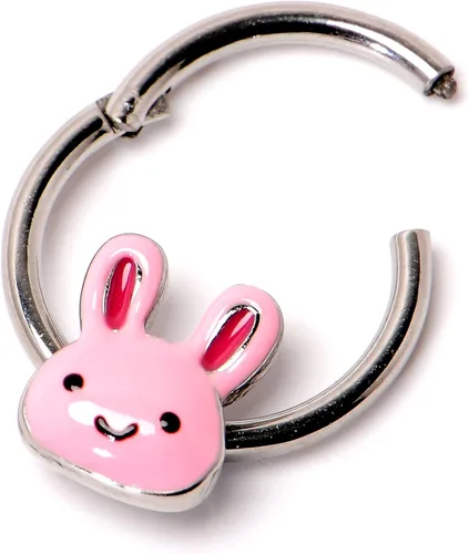 Miniatura 5 de Body Candy Anillo de segmento con bisagras de acero 16G, sin costuras, para pezón, aro de nariz de conejo, 38 pulgadas, Acero inoxidable, Sin gemas.