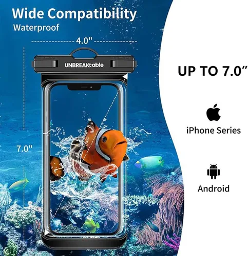 Miniatura 5 de UNBREAKcable Funda impermeable para teléfono, paquete de 2 fundas impermeables IPX8 para iPhone 17, 16, 15, 14, 13, 12 Pro Max, Samsung S25, S24