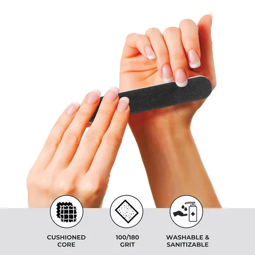Miniatura 5 de ForPro Professional Collection Mini tablero de espuma, negro, grano 100/180, lima de uñas de manicura de doble cara, envuelta individualmente, 3.5
