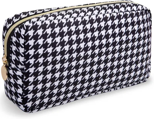 Miniatura 34 de izuzta Bolsa de maquillaje pequeña de nylon para bolso, linda bolsa de cosméticos con cremallera, bolsa de maquillaje preppy, Azul, Mini 2-Azul