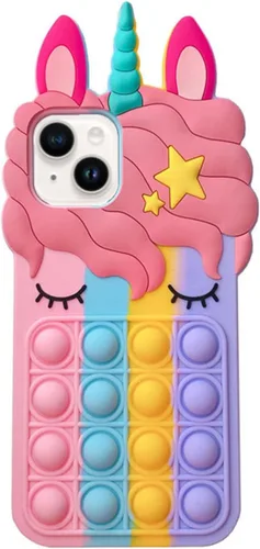 Miniatura 18 de Pop Case para iPhone 12/12 Pro, Funda de silicona con burbujas de gato negro afortunado de dibujos animados, brillo, estrellas, burbujas de arena