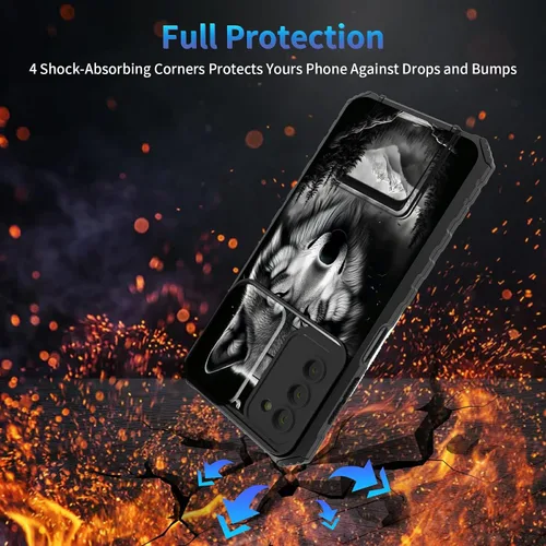 Miniatura 611 de Funda para Samsung Galaxy S22 Ultra 5G, Galaxy S22 Ultra con cubierta de cámara deslizante, funda resistente de doble capa con función atril Black