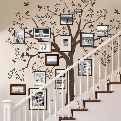 Miniatura 6 de Vinilo decorativo para pared de árbol genealógico de escalera (negro, tamaño pequeño: 92 pulgadas de ancho x 88 pulgadas de alto) Simple Shapes ®