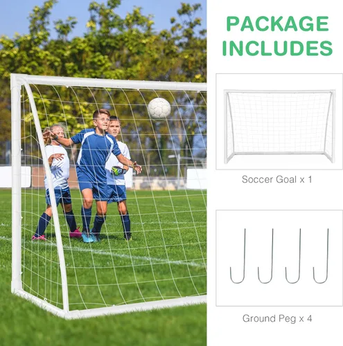 Miniatura 3 de GYMAX Portería de fútbol, porterías de fútbol para patio trasero con red para todo tipo de clima, estaca de tierra y bridas de cremallera, marco