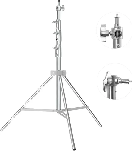 Miniatura 8 de Soporte de luz resistente para fotografía de 9.2 pies/110 pulgadas, trípode de acero inoxidable para fotografía con resorte acolchado, tornillo