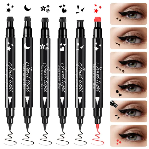 Miniatura 2 de Pinkiou 2 en 1 Lápiz delineador de ojos líquido de doble cabeza. Sello de gel súper delgado. Punta de fieltro, alto pigmento negro impermeable y a