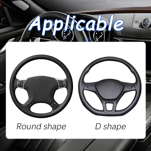 Miniatura 3 de Funda de volante de automóvil, funda de volante de carbono de 15 pulgadas, accesorios de volante antideslizantes transpirables para hombres