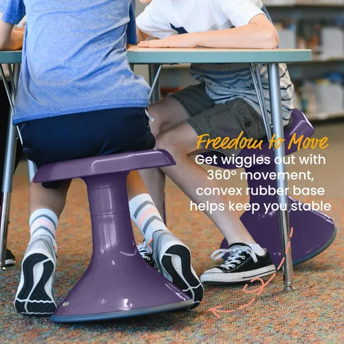 Miniatura 4 de ECR4Kids ACE Active Core Engagement Taburete Tambaleante, Altura del Asiento de 15 Pulgadas, Asientos Flexibles, Berenjena