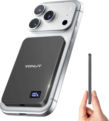Miniatura 7 de Cargador portátil magnético de 5000 mAh, cargador inalámbrico ultra delgado de 15 W, carga rápida para iPhone 17/16/15/14/13/12 Pro/Pro Max/Plus
