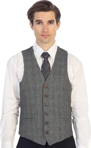Miniatura 99 de Gioberti Chaleco de tweed formal de 6 botones para hombres