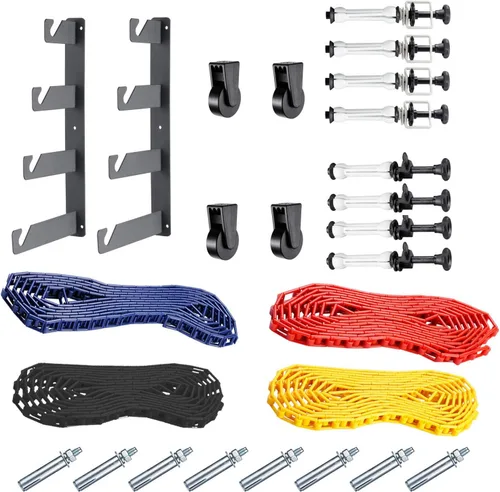 NEEWER Sistema de soporte de fondo manual de montaje en pared de 4 rodillos con 2 ganchos de cuatro pliegues, 8 barras de expansión, 4 x cadena,