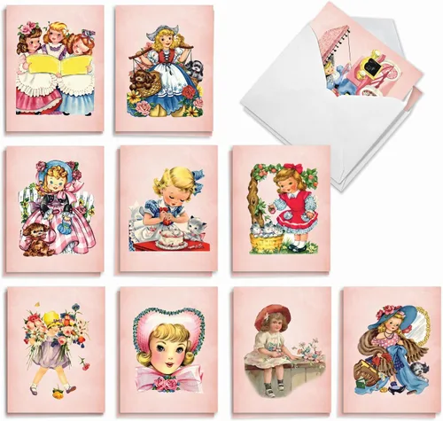 Miniatura 10 de The Best Card Company - 20 bonitas tarjetas para niños en caja (4 x 5.12 pulgadas) - Juego surtido en blanco (10 diseños, 2 de cada uno) - Fantastic