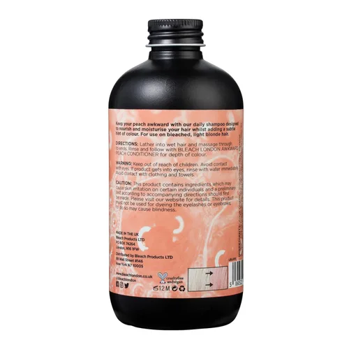 Miniatura 2 de Bleach London Awkward Peach Shampoo - Fórmula tonificante melocotón, para cabello decolorado, depósito de color, mejora el rubio cálido, sin