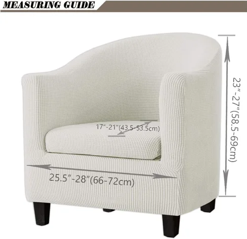 Miniatura 5 de Fundas para sillas de bañera de 2 piezas con funda de cojín, funda elástica de jacquard para muebles, funda protectora para sillón, extraíble, Beige