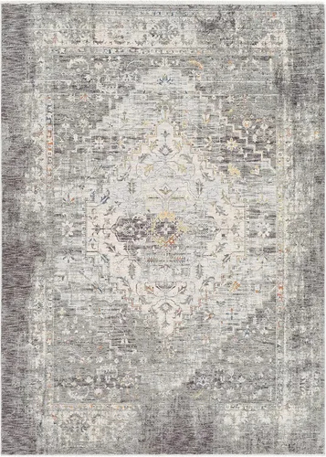 Hauteloom Bolivar - Alfombra tradicional para sala de estar, dormitorio, color salvia polvorienta, gris, carbón, 5 x 8 pies 2 pulgadas