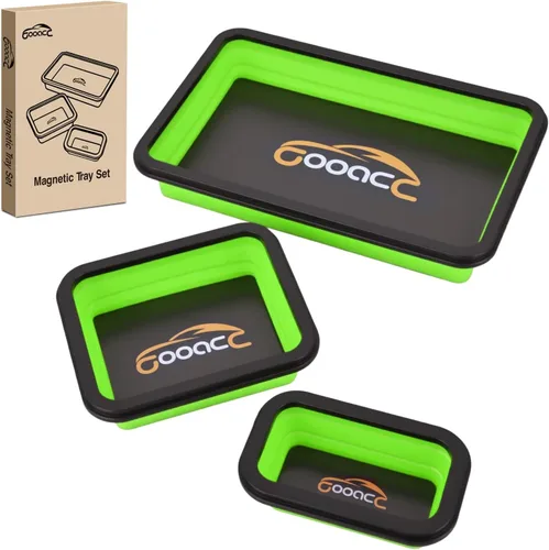 Miniatura 18 de GOOACC Juego de bandejas magnéticas plegables de 3 tamaños, bandejas de herramientas plegables de silicona negra, organizador para tornillos