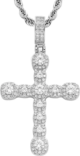 STARCHENIE Collar de cruz de latón chapado en oro, colgante de crucifijo de circonita cúbica, cadena de cuerda de 24 pulgadas, Metal, Circonia cúbica