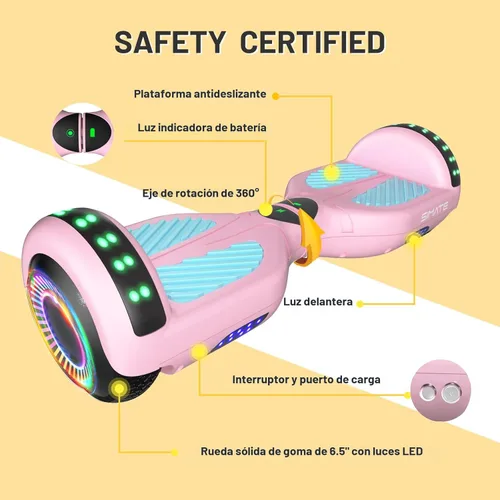 Miniatura 4 de SIMATE Hoverboard - Aeropatineta Bluetooth todo terreno con luces LED y control de aplicación, regalos para niños, adultos, niñas, niños, para todas