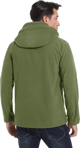 Miniatura 5 de CRYSULLY Chaqueta con capucha de forro polar táctica militar para hombre, chaqueta de caza, chaqueta de invierno, chaqueta cortavientos, chaqueta