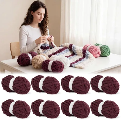 Miniatura 25 de BALAPET Hilo grueso para tejer a mano, hilo de felpa gruesa súper suave para manta y tejer bricolaje, hilo voluminoso jumbo esponjoso, apto