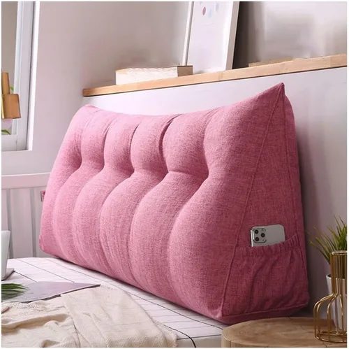 Miniatura 12 de Almohada triangular para cabecero, almohada de cuña grande para respaldo de lectura para sofá cama, cojín triangular con bolsillo y funda extraíble