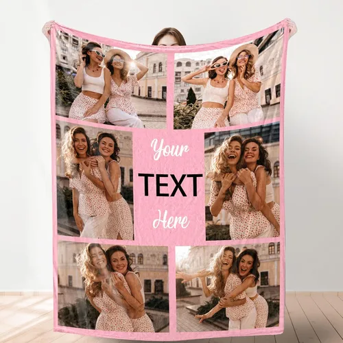 Miniatura 2 de YESCUSTOM Manta de fotos personalizada con 10 textos de fotos, fabricada en Estados Unidos, regalo para familiares, amigos, amantes para cumpleaños
