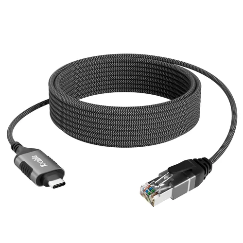 Miniatura 8 de Kxable Cable USB a Ethernet delgado de 4 pies, cable delgado USB 3.0 A a RJ45, conectado directamente, aluminio, trenzado, OFC, cable de red LAN USB