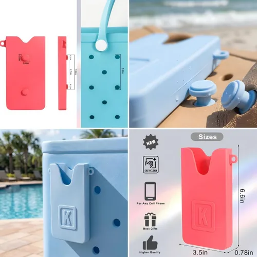 Miniatura 3 de Soporte de silicona para teléfono celular compatible con bolsas Bogg y bolsas de playa con agujeros, accesorio seguro para teléfono para bolsas