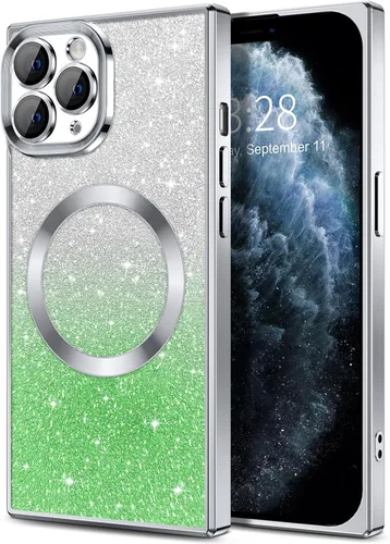 Miniatura 84 de Hython Funda para iPhone 13 Pro transparente con purpurina magnética [compatible con MagSafe] Protector completo de lente de cámara delgado