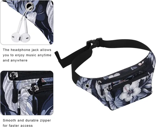 Miniatura 4 de Kamo Fanny Pack, Riñonera Mochila Impermeable Durable Poliéster Pequeño para el aire libre Ligero bolsa cruzada, bolso de día para Mujeres Hombres