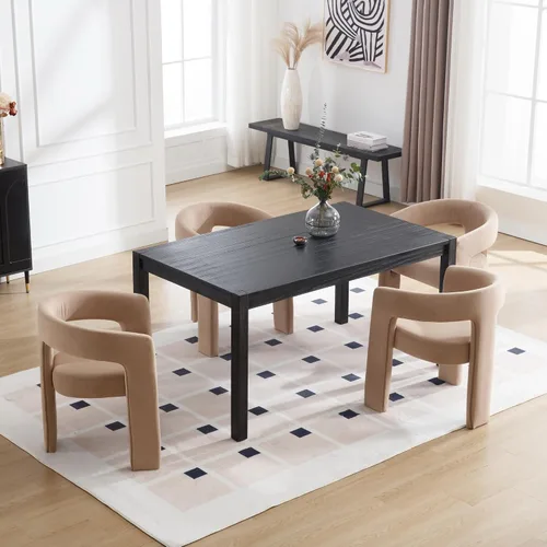 Miniatura 3 de Juego de 4 modernas sillas de comedor tapizadas de tela de terciopelo con respaldo abierto, bonitas sillas laterales de barril de cocina, sillas