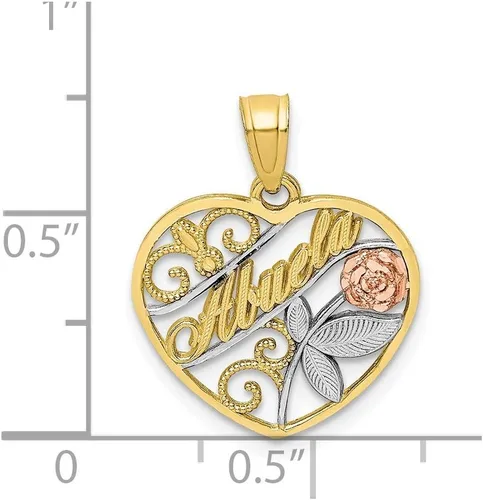 Miniatura 3 de Colgante de oro amarillo macizo de 10 quilates con corte de diamante en dos tonos de abbuela, Metal