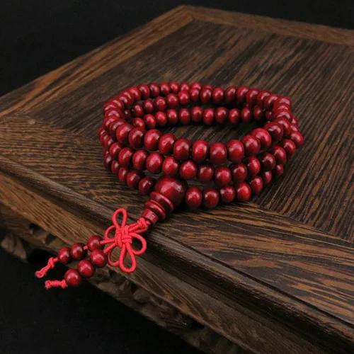 Miniatura 3 de Hemlock Pulseras de cuentas de oración de madera, pulseras de cadena de cuentas de sándalo natural para mujeres y niñas, Algodón, Tiendaita
