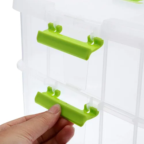 Miniatura 4 de BTSKY - Caja de almacenamiento de 2 capas para apilar y transportar, caja de almacenamiento de plástico multiuso y portátil con asas, caja Verde