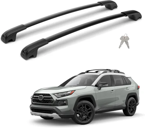 Miniatura 10 de Barras transversales de portaequipajes de 300 LBS con cerradura para RAV4 2013-2018, barras transversales de carga de coche de aluminio